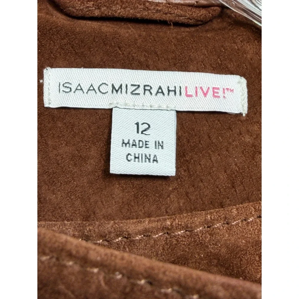 Isaac Mizrahi Live Women's‎ Brown Suede Quilted Leather Jacket Size 12